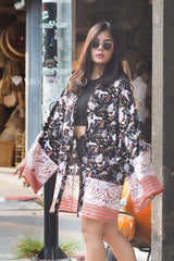 Boho Robe, Kimono Robe, Black Lari Bird - Wild Rose Boho