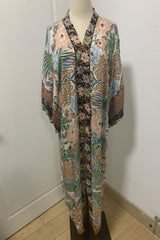Boho Robe, Kimono Robe, Beige Flamingo - Wild Rose Boho