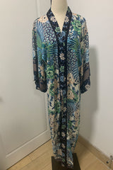 Boho Robe, Kimono Robe, Blue Flamingo - Wild Rose Boho