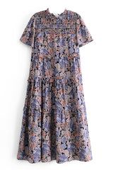 Midi Dress, Boho Dress, Purple Starflower - Wild Rose Boho