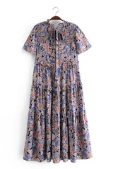 Midi Dress, Boho Dress, Purple Starflower - Wild Rose Boho