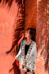 Boho Robe, Embroidery Cotton Robe, White Tassel - Wild Rose Boho