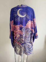Boho Robe, Kimono Robe, Blue Eclipse Flower - Wild Rose Boho