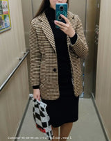 Boho Autumn Blazer, Vintage Plaid Blazer Xena in Black