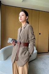 Boho Autumn Blazer, Vintage Plaid Blazer Xena in Brown