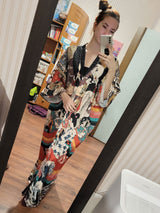 Boho Robe, Kimono Robe, Beach Cover up, Red Harajku