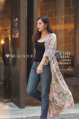 Boho Robe, Kimono Robe, Sweet Vintage Pink Flower - Wild Rose Boho