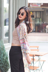 Boho Robe, Kimono Robe, Sweet Vintage Pink Flower - Wild Rose Boho