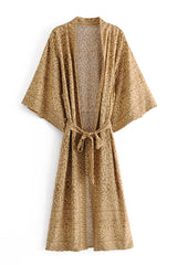 Boho Robe, Kimono Robe, Gold Tiger - Wild Rose Boho