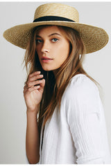 Boho Hat, Sun Hat, Beach Hat, Wide Brim Straw Hat 15 and 18 cm, Black and White Ribbon - Wild Rose Boho