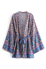 Boho Robe, Kimono Robe, Lovely Purple Verbena - Wild Rose Boho