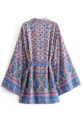 Boho Robe, Kimono Robe, Lovely Purple Verbena - Wild Rose Boho