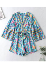 Boho Jumpsuit, Romper, Playsuit, Blue Wild Flower - Wild Rose Boho