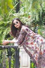 Boho Robe, Kimono Robe, Black White Flower Zebra - Wild Rose Boho