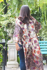 Boho Robe, Kimono Robe, Black White Flower Zebra - Wild Rose Boho
