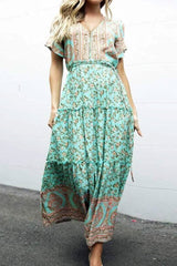 Maxi Dress, Boho Dress, Sundress, Wild Floral in Green Mint - Wild Rose Boho
