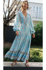 Maxi Dress, Boho Dress, Gown, Vacation in River Blue - Wild Rose Boho