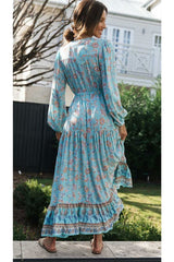 Maxi Dress, Boho Dress, Gown, Vacation in River Blue - Wild Rose Boho