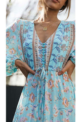 Maxi Dress, Boho Dress, Gown, Vacation in River Blue - Wild Rose Boho
