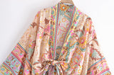 Kimono Robe – “Maribel” Boho Short Cover-Up in Peony Pink Floral