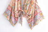 Kimono Robe – “Maribel” Boho Short Cover-Up in Peony Pink Floral