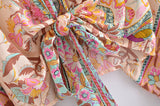 Kimono Robe – “Maribel” Boho Short Cover-Up in Peony Pink Floral