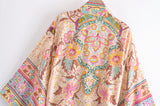 Kimono Robe – “Maribel” Boho Short Cover-Up in Peony Pink Floral