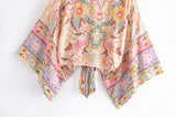 Kimono Robe – “Maribel” Boho Short Cover-Up in Peony Pink Floral