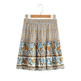 Boho Two Piece Set, Crop Top and Mini Skirt, Sierra Pansy in Red, Black and Green