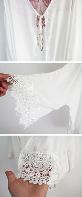 Boho Robe, Kimono Robe, Beach Cover up, Short Robe, White Eagle