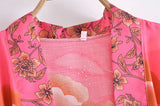 Boho Robe – “Oceane Moonlight” Bohemian Kimono Cover-Up in Pink Floral for Women