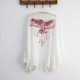 Boho Robe, Kimono Robe, Beach Cover up, Short Robe, White Eagle
