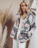 Boho Jacket, Woolen Coats for Women, Aztec Avery Orange and Pink, Fast Shipping