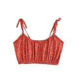 Boho Two Piece Set, Crop Top and Mini Skirt, Sierra Pansy in Red, Black and Green