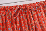 Boho Two Piece Set, Crop Top and Mini Skirt, Sierra Pansy in Red, Black and Green
