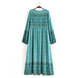 Gown Dress, Boho Maxi Dress, Loose Dress, Green Camel