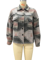 Boho Jacket, Woolen Coats for Women, Aztec Hendrix in Pink and Blue, Fast Shipping