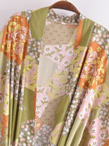 Boho Robe, Kimono Robe,  Beach Cover up, Maryam in Orange, Green and Pink