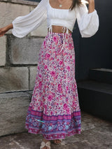 Boho Skirt, Hippie Skirts, Maxi Skirt, Wild Flower Fuchsia Pink
