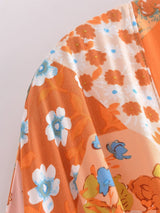 Boho Robe, Kimono Robe,  Beach Cover up, Maryam in Orange, Green and Pink