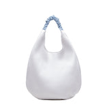 Boho Bag, Hobo Bags, Ruched Fabric Bag in White, Black, Brown
