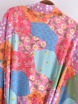 Boho Robe, Kimono Robe,  Beach Cover up, Maryam in Orange, Green and Pink