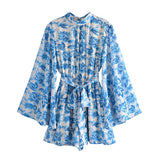 Boho Jumpsuit, Boho Romper, Playsuit,  Vintage Blue Rosewood