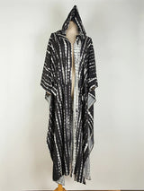 Boho Robe, Beach Cover up, Beach Robe, Black, Hoodie Robe Green Pink Tie Dye Print