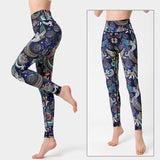 Yoga Legging, Yoga Pants, Boho Legging, Tight with Pocket Forrest in Vintage Flower