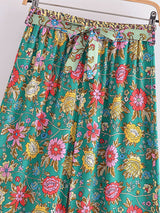 Boho Two Piece Set, Crop Top and Palazzo Pant, Green Petunia