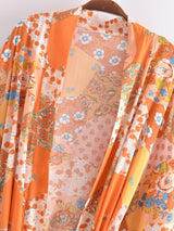 Boho Robe, Kimono Robe,  Beach Cover up, Maryam in Orange, Green and Pink