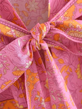 Boho Robe, Kimono Robe,  Beach Cover up, Short Robe, Amaryllis in Pink and Orange