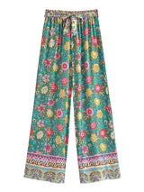 Boho Two Piece Set, Crop Top and Palazzo Pant, Green Petunia