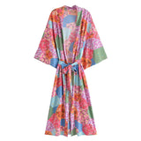 Boho Robe, Kimono Robe,  Beach Cover up, Maryam in Orange, Green and Pink